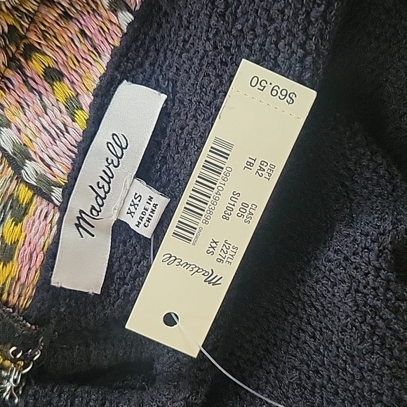 NWT Madewell Embroidered Neckline Strappy Swing Sweater Tank Top Boho XXS - Picture 8 of 11